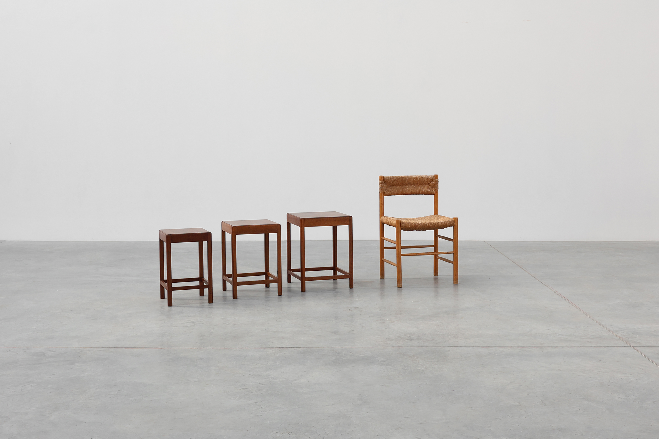 Set of 3 oak wood stacking tables in Art Deco style, France ca. 1925thumbnail
